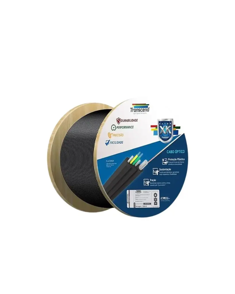 Cabo Óptico | Transcend | Speed Star Mini | Flat Drop- 1F - 1km Preto
