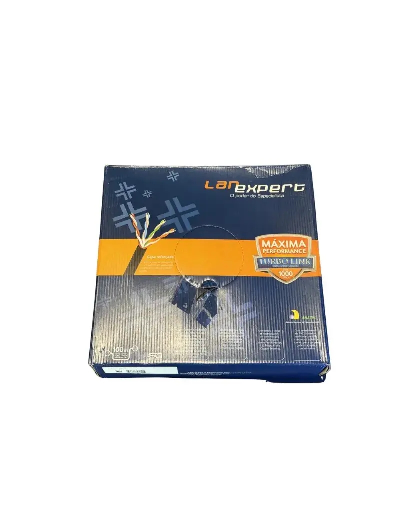 Cabo de Rede | Gts Network | Lan Expert Turbo Link | Utp Preto 4 Pares | CU Caixa | 100m